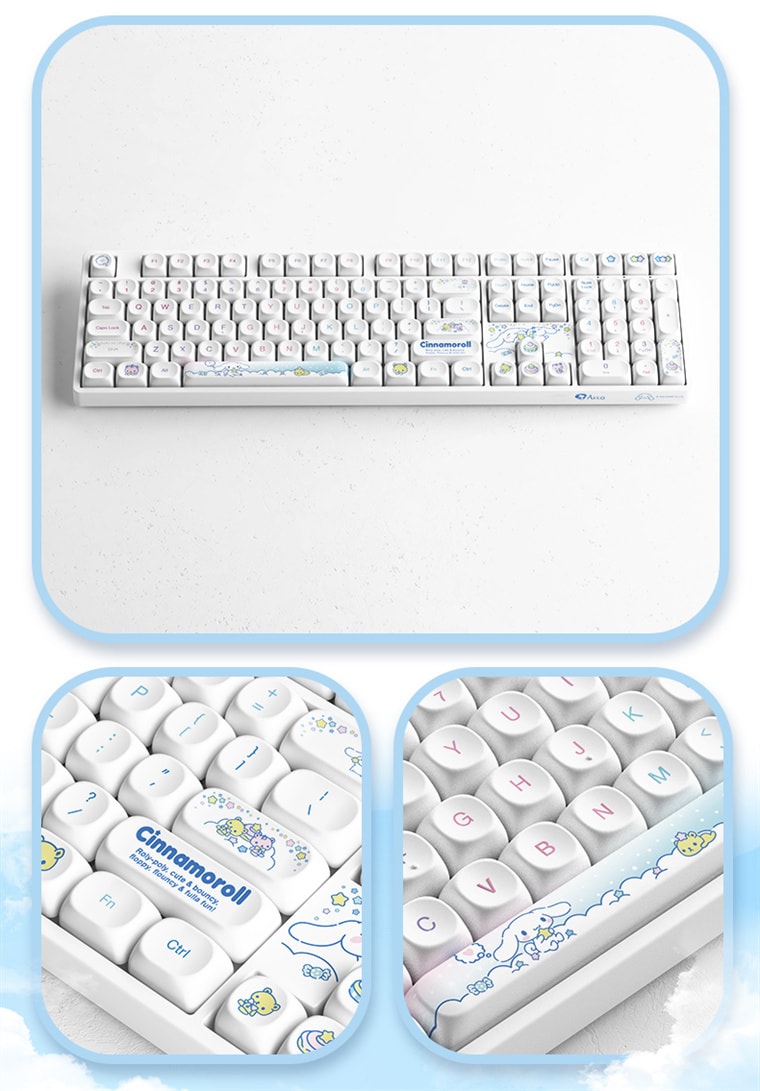 【中国直邮】 艾酷 AKKO 玉桂狗联名机械键盘+鼠标组合 三模MOA键帽/RGB108键/可爱卡通/耐磨耐用 1个*|预计到达时间3-4周
