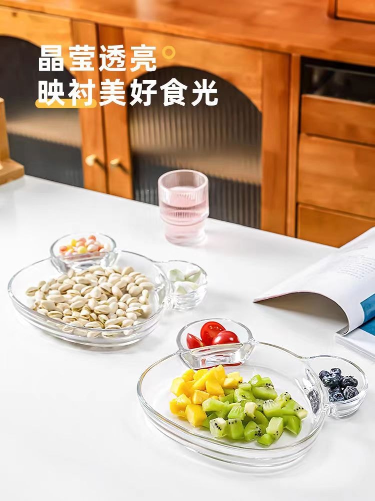 【中國直郵】FOXTAIL 玻璃透明餃子盤 沙拉盤水果盤-小熊 1個 丨*預計到達時間3-4週