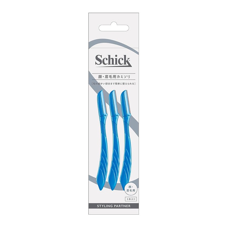 【日本直郵】Schick舒適 styling partner 用於臉部和眉毛的剃刀 3支