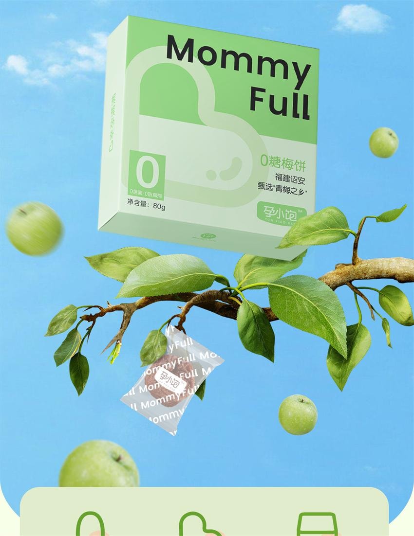 【中國直郵】 孕小飽 孕婦零食酸梅話梅干緩解孕期孕吐營養解饞果脯小吃 0糖話梅 70g/盒