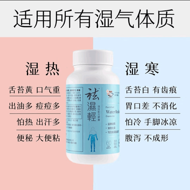【中國直郵】 維特健靈 健脾祛濕丸 祛濕輕強效配方膠囊 60粒 草本精華益脾健胃養腎 清熱祛濕 改善濕重虛肥