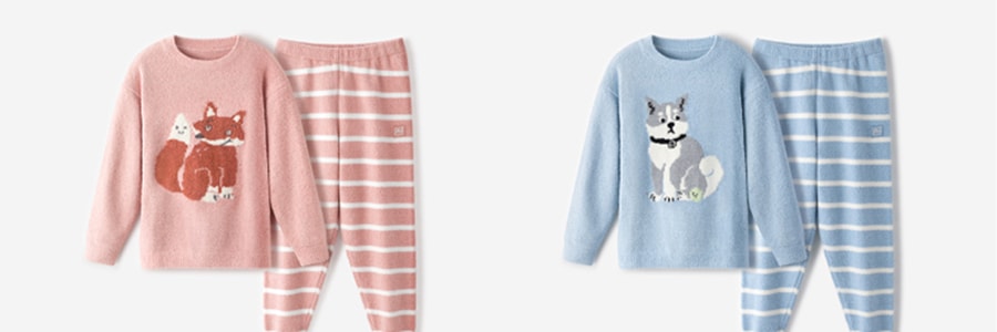 BANANAIN蕉内  520C 半边绒儿童睡衣套装家居服 睡衣睡裤两件套 茶粉色狐狸 130cm