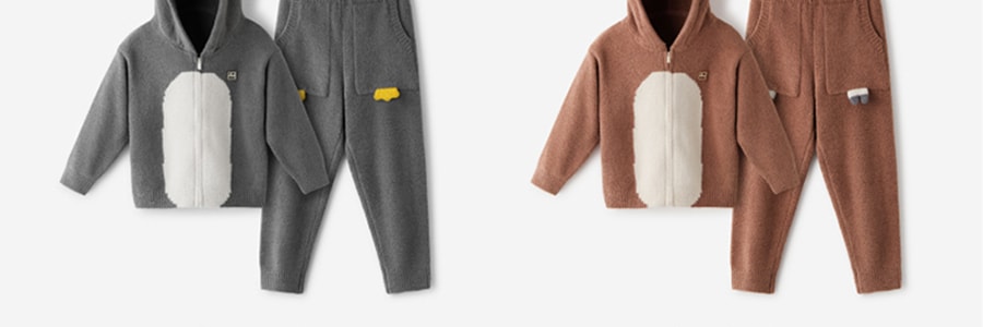 BANANAIN蕉内  520C 半边绒儿童睡衣套装家居服 睡衣睡裤两件套 碳灰色企鹅 110cm