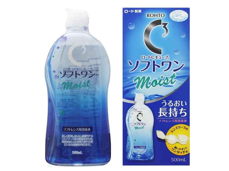 日本ROHTO乐敦 C3久滋养营养型美瞳药水隐形眼镜洗液 500ml 内增伴侣盒