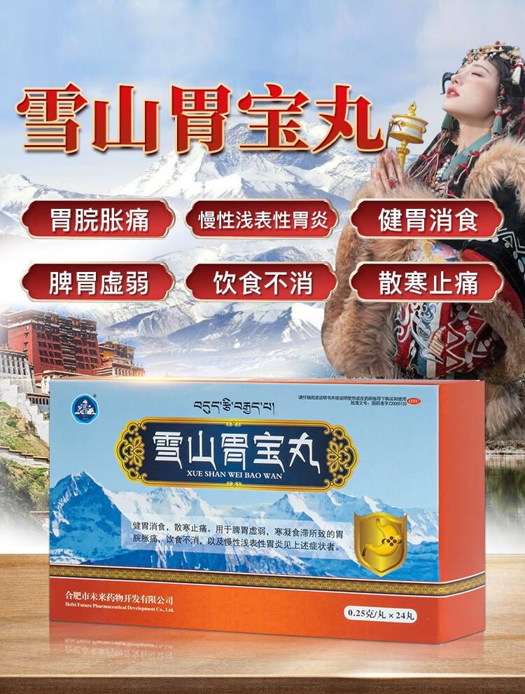 【中國直郵】 世雅達 雪山胃寶丸 0.25g/丸*24丸/板*1板/盒
