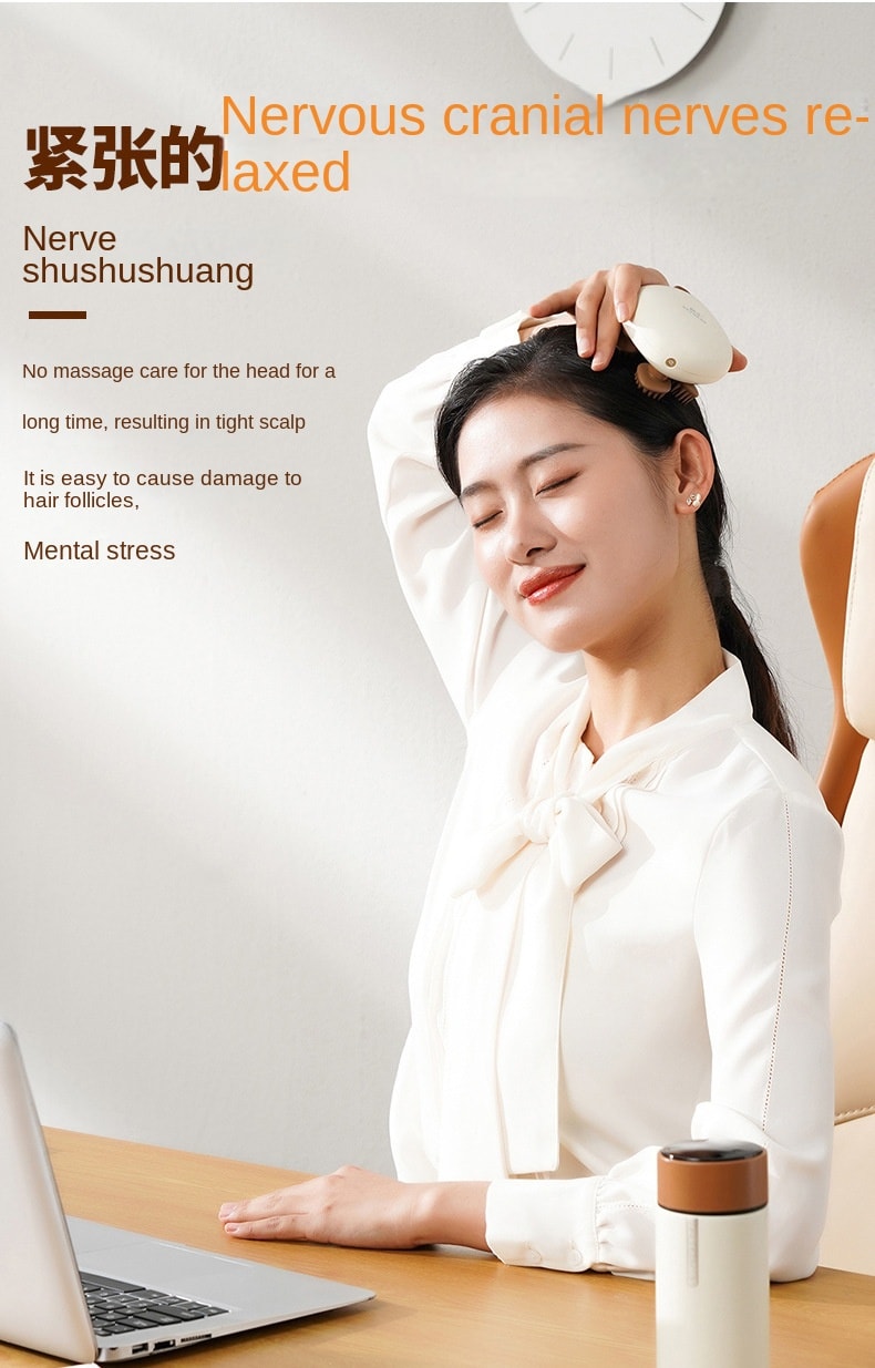 【輪滑世界冠軍郭丹代言品牌】中國 和正HEZHENG 頭部按摩器全自動頭皮按摩爪電動防水按摩儀 白色 1件