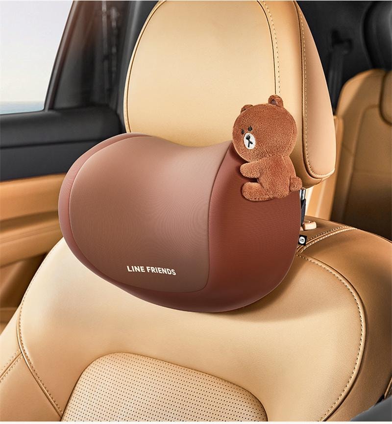 【中国直邮】 日本 LINE FRIENDS 护颈枕车用内座椅车载夏季主驾驶车枕头 浅棕玩偶-单头枕 1个装