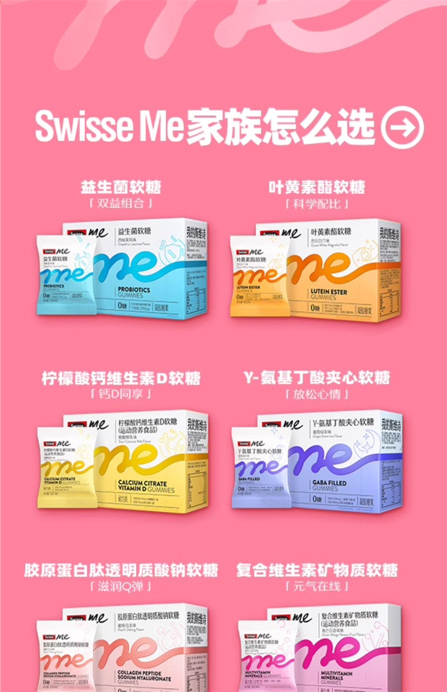 【中國直郵】Swisse Me膠原蛋白勝肽口服玻尿酸軟糖透明質酸鈉水光糖 60粒/盒