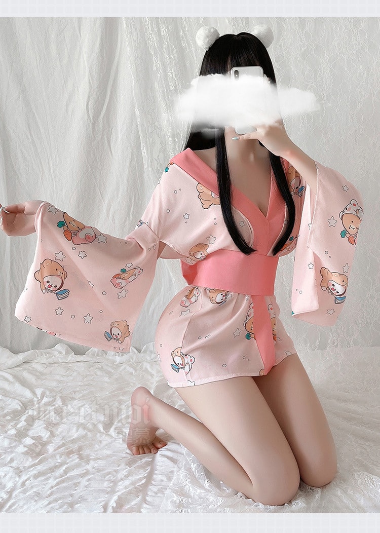 中國直郵 霏慕 可愛寬鬆和服(送髮夾) 粉紅小紅帽款