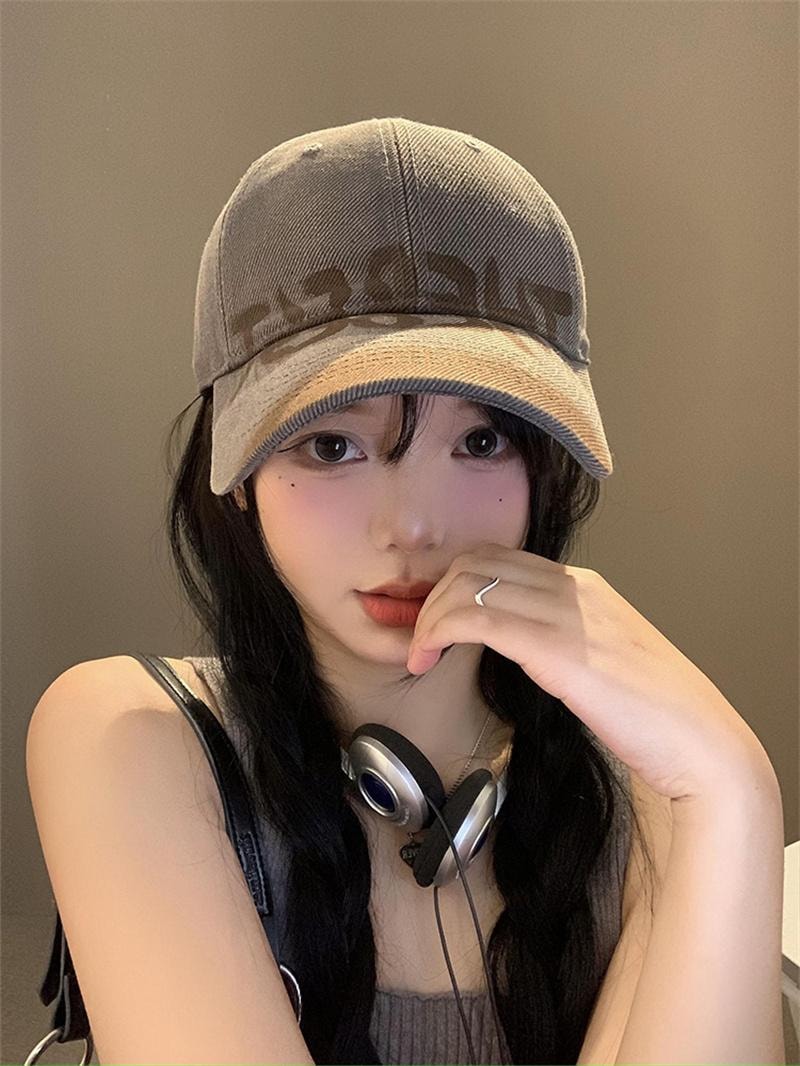 【中國直郵】 親太太 水洗做舊宇母棒球帽女美式復古大頭圍鴨舌帽顯臉小 紅色 1個 M(56-58cm)