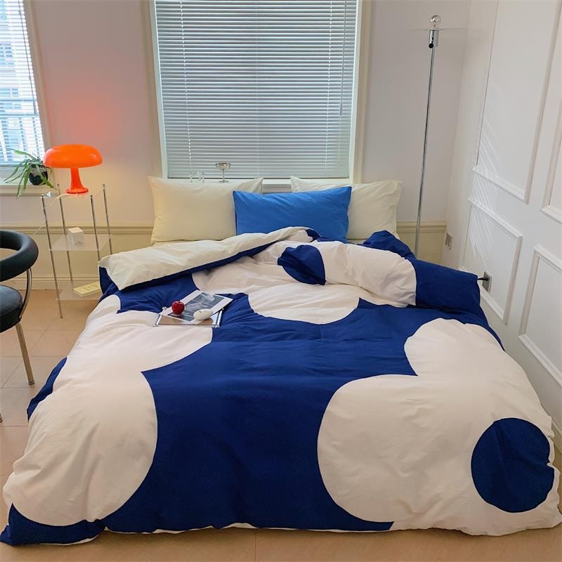 【中国直邮】Lullabuy全棉四件套 ins风床品 床单被套 原创克莱因蓝 Queen Size