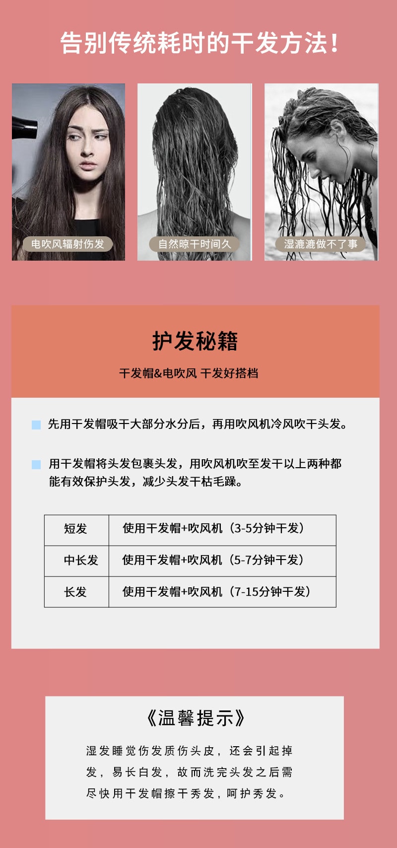 cartoon hair drying cap blue