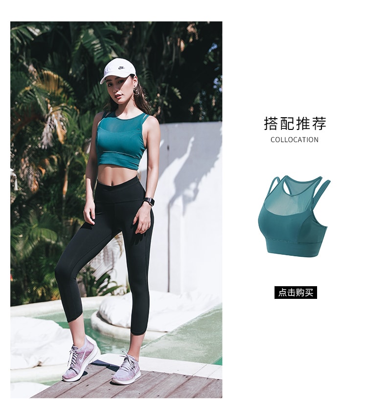 Sports Hollow out  Cropped Trousers  For Running Yoga Fitness Train/Green#/S