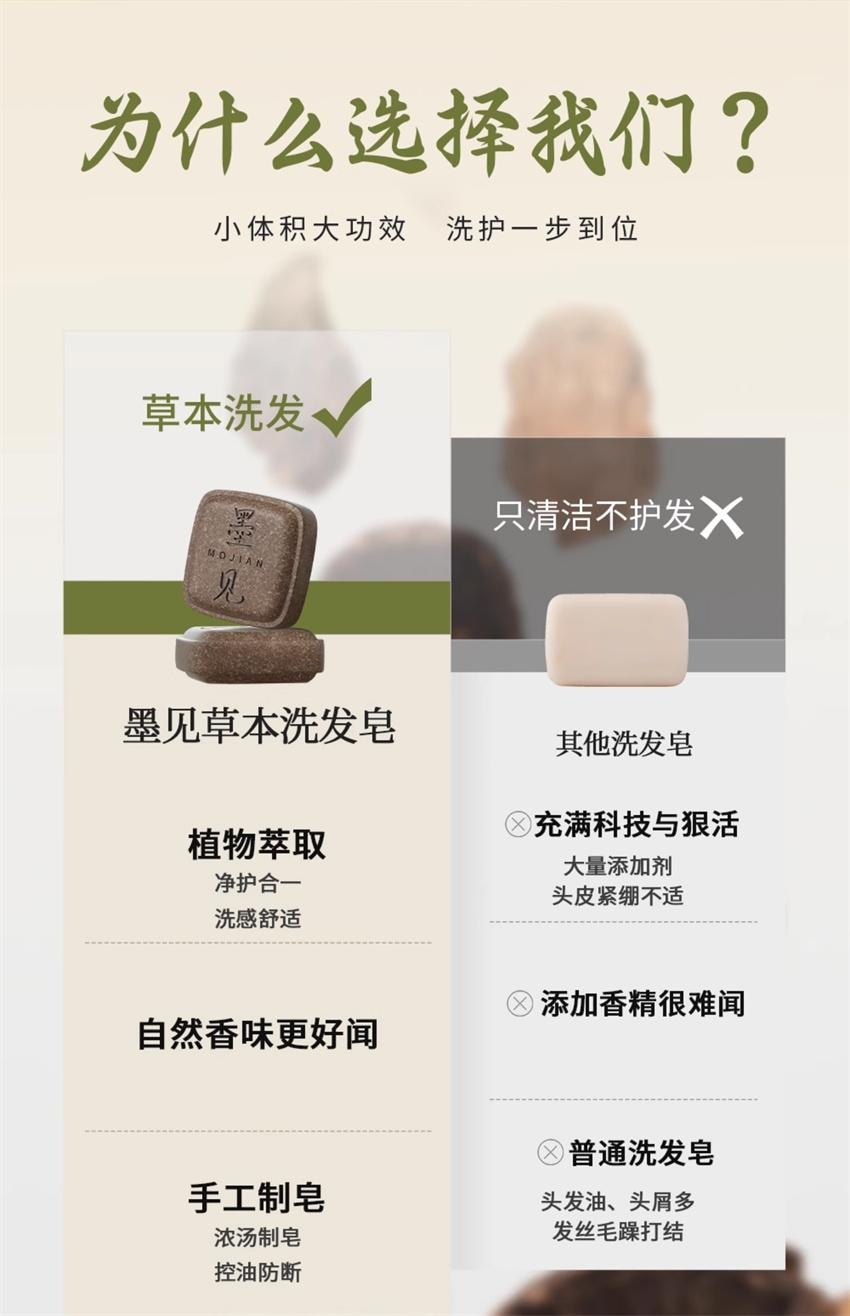  【中國直郵】墨見 側柏葉何首烏草本洗髮皂 手工洗頭香皂滋養護髮控油去屑防斷發 90g/盒