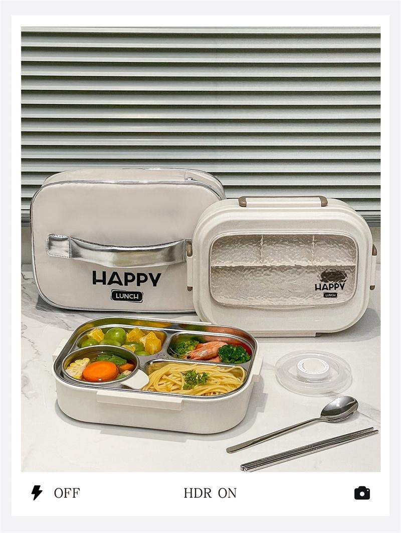 【中國直郵】 親太太 保溫便當盒可微波爐加熱分格便當餐盒 抗菌316 冰河白五格1.5L