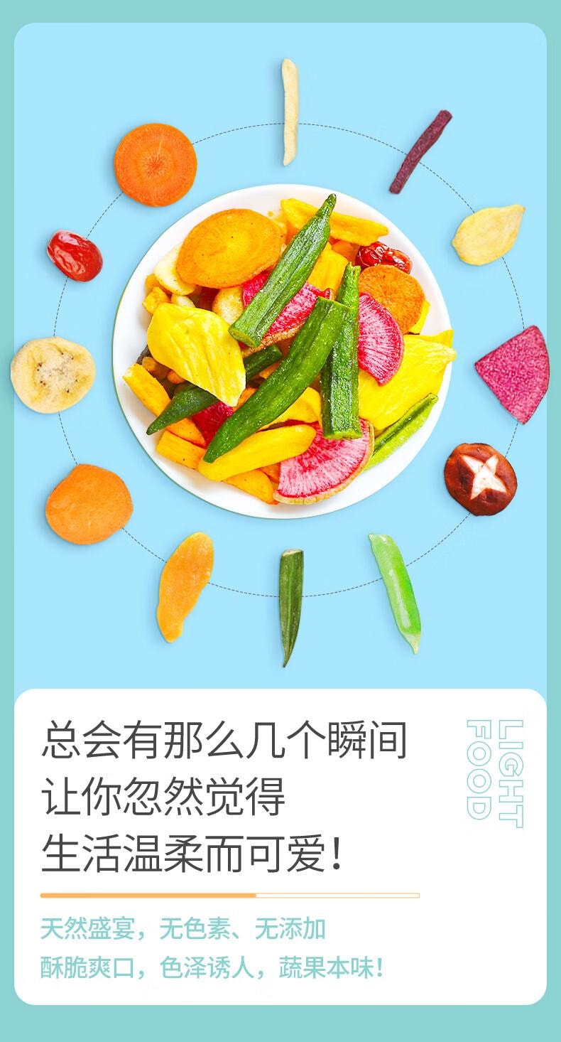 【中国直邮】 味滋源 销量第一综合果蔬脆蜜饯果干香菇脆秋葵干即吃混合果蔬脆片零食258g