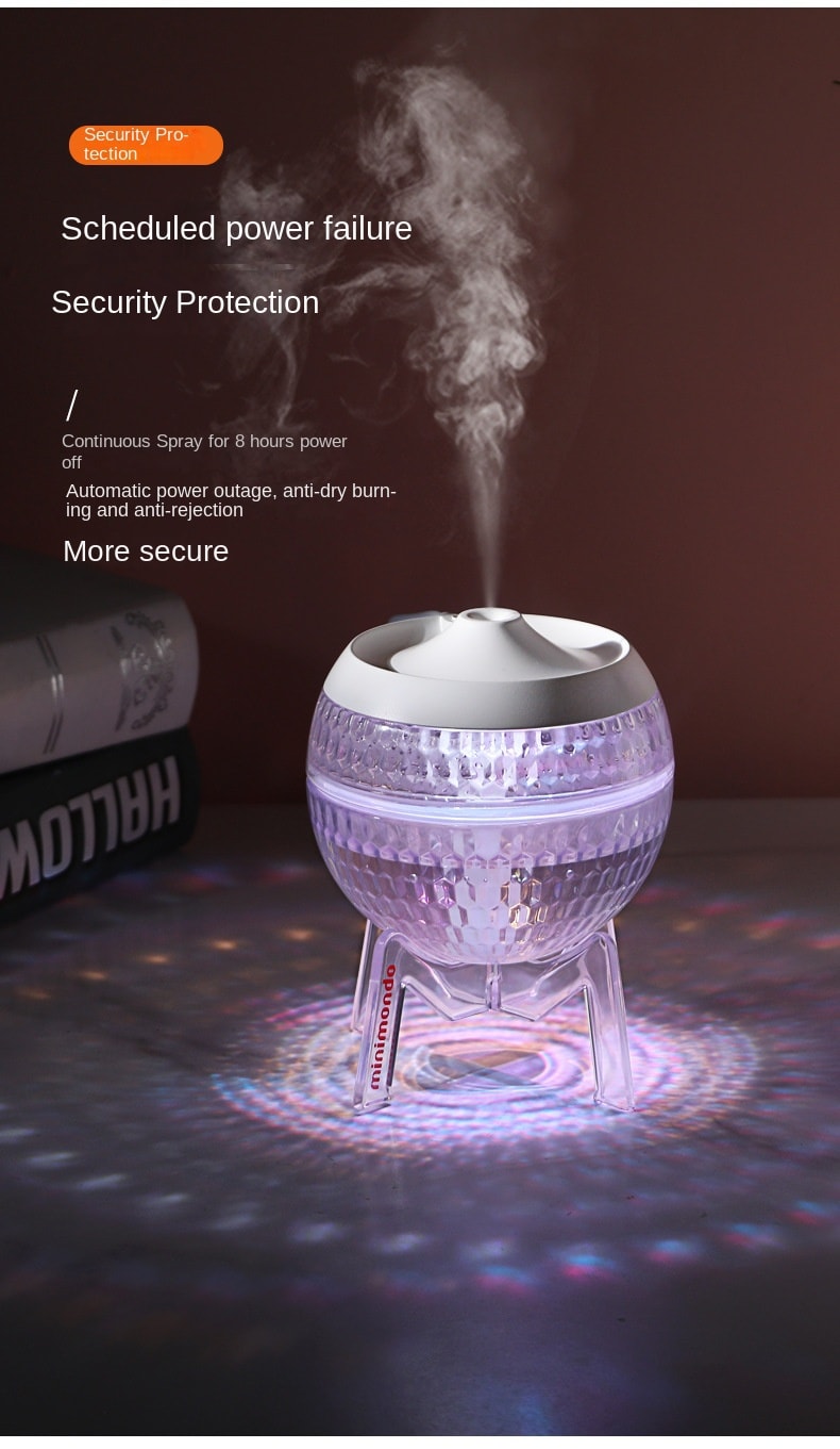 中國 LLD樂樂多 水晶球帶底座加濕器七彩氛圍燈 粉紅色 1件