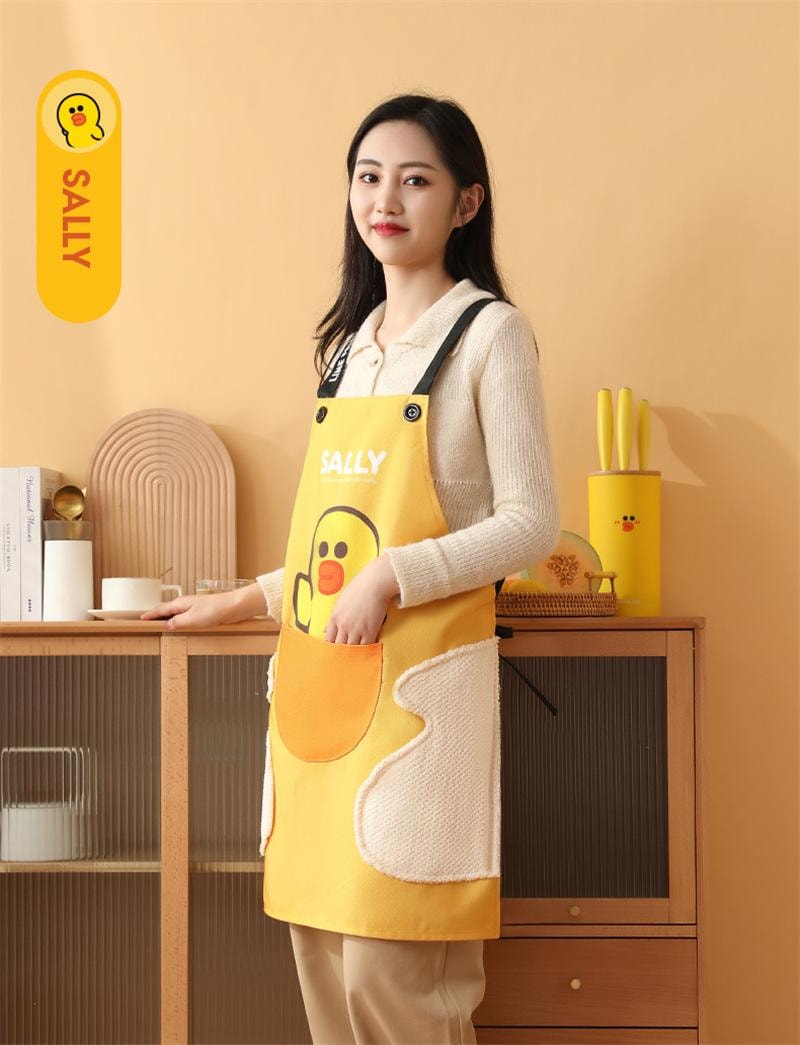 【中国直邮】 日本 LINE FRIENDS 围裙 新款防水耐脏围裙防水防油擦手 BROWN款 1个装