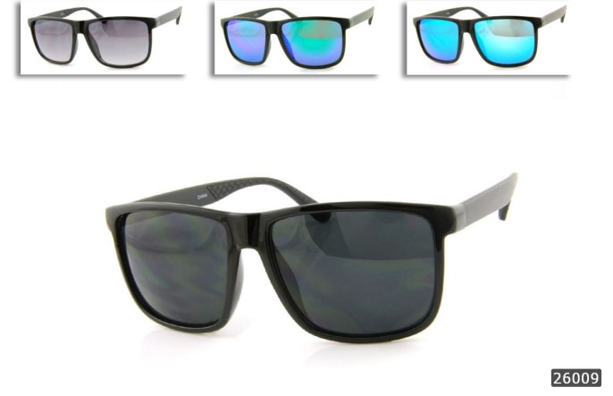 Fashion Sunglasses 26009 Black Frame/Blue Mirror