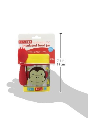 SKIP HOP Baby Zoo Little Kid and Toddler Insulated Food Jar and Spork Set- Multi Marshall Monkey