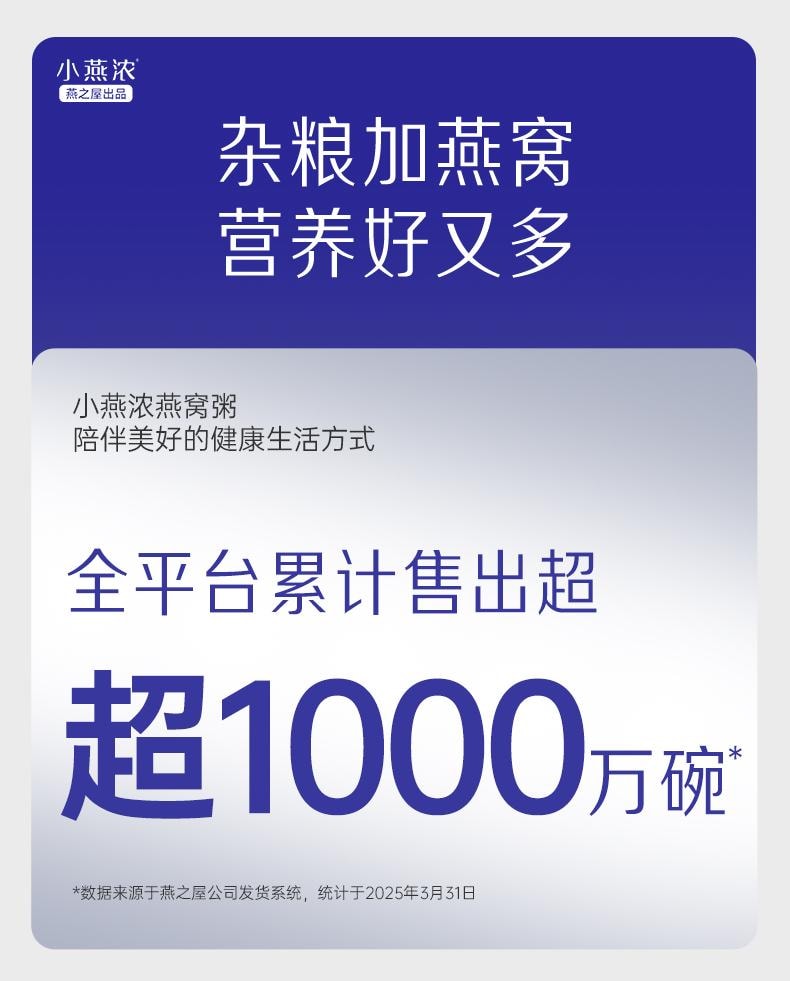 燕之屋 【王一博推荐 低温锁鲜全球营养】 小燕浓牛奶黑米燕窝粥 200g*6礼盒装  燕窝滋补品即食早餐快速补充能量 过节礼品开学季宿舍零食【超值6碗装】