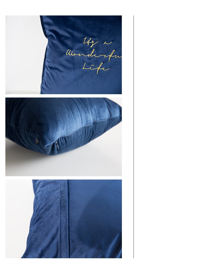 Silk Flannel Pillow Cover - Blue