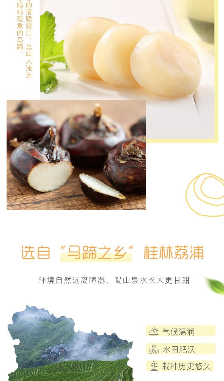 【中国直邮】 柠e购精选 冰糖脆马蹄 健康蔬菜即食果蔬荸荠 108g*2袋