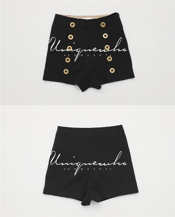 Black High Waist Wool Shorts Pants for Women Girls XS