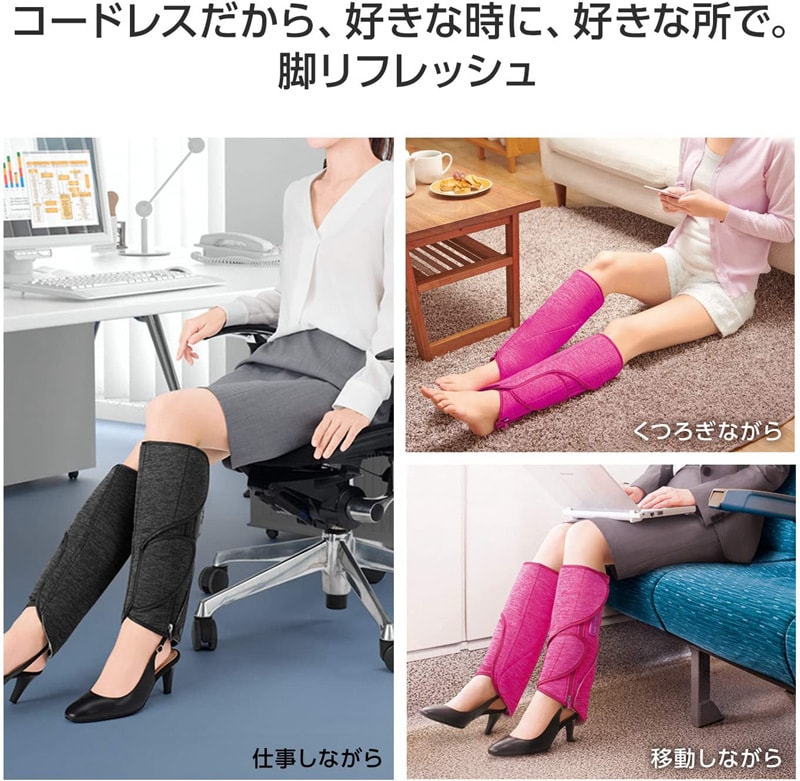 【日本直效郵件】日本 松下空氣按摩器腿部反射式 腳踝到小腿3段式無線按摩器 EW-RA39-P 黑色 1台