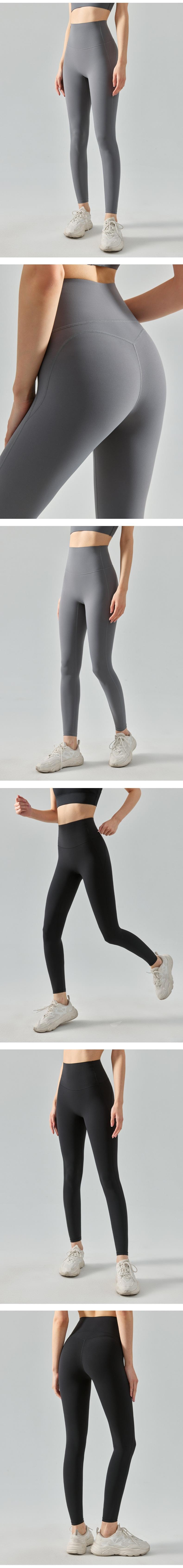 【中国直邮】大树 高强度瑜伽裤健身裤跑步裤紧身裤 高腰收腹 石墨灰【束腰收腹】L码