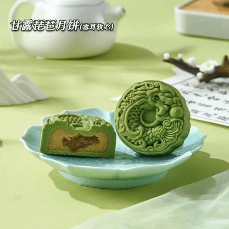 姚记 果遇茶桃山皮 四口味月饼 龙井绿茶月饼 武夷大红袍月饼 甘露琵琶月饼 法式莓果月饼  280g