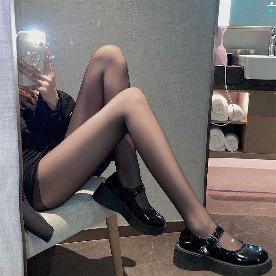 【中国直邮】ANG3  黑色丝袜 薄款 加档透明ins性感女士JK袜子连裤袜