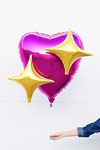 PuTwo 星星铝膜气球12个装-金色&紫色