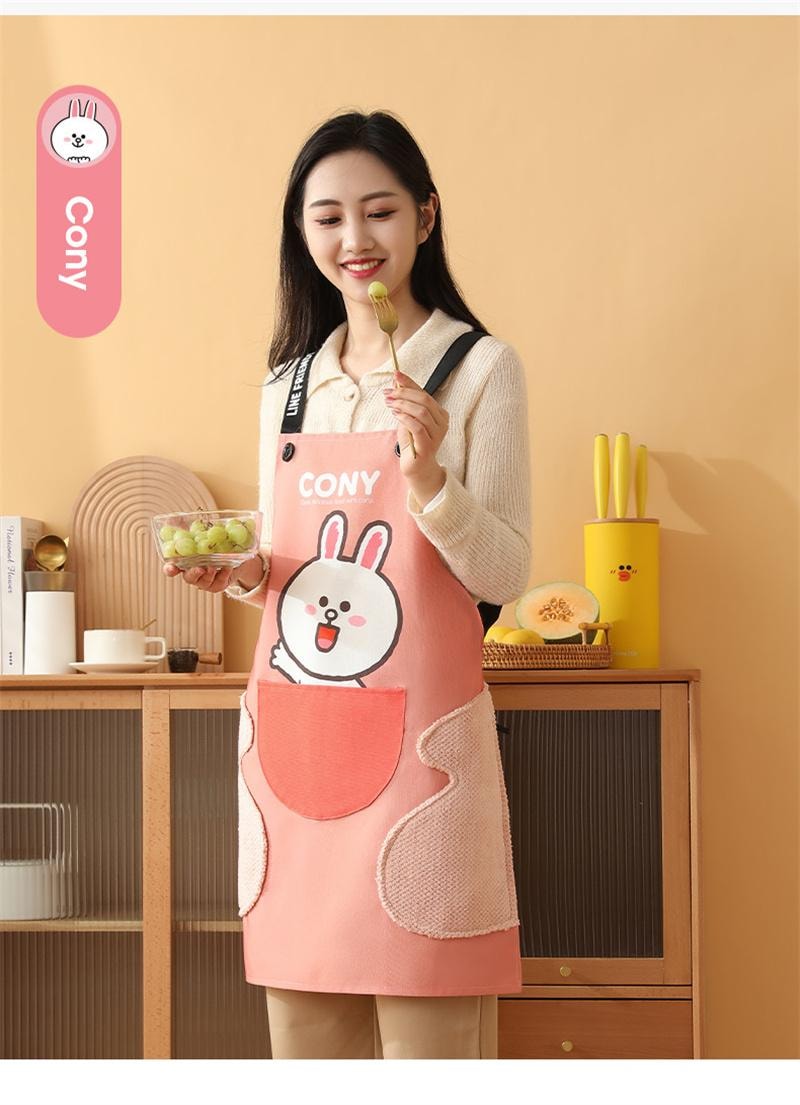 【中国直邮】 日本 LINE FRIENDS 围裙 新款防水耐脏围裙防水防油擦手 BROWN款 1个装