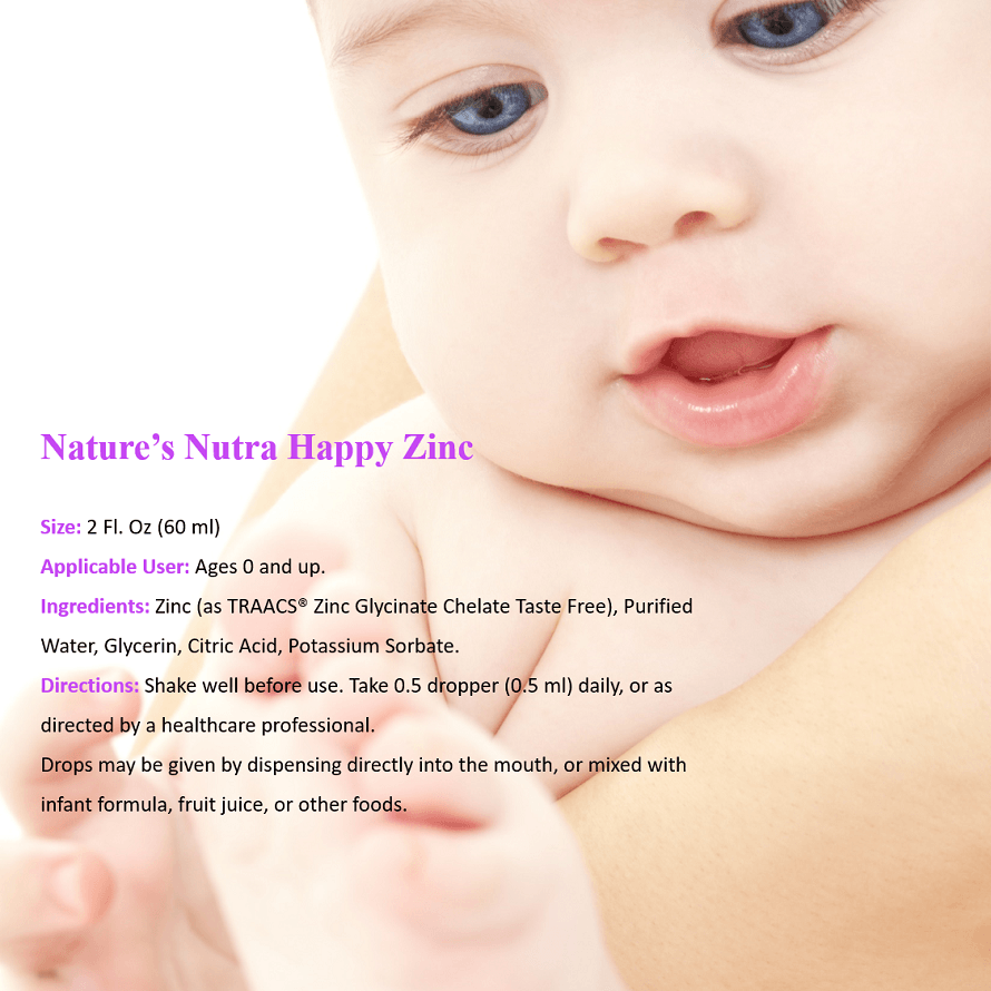 Happy Zinc 2 Fl. Oz (60ml) Premium Baby and Infant Liquid Drops