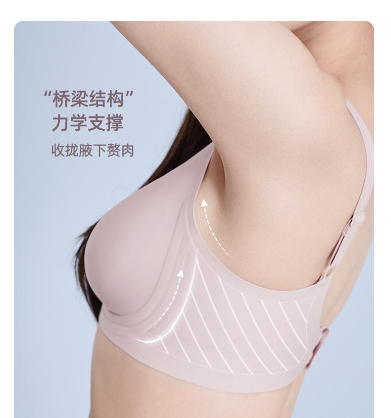 幸棉灰紫色M码薄款贴贴杯文胸女舒适无痕收副乳文胸小胸聚拢无钢圈软支撑内衣