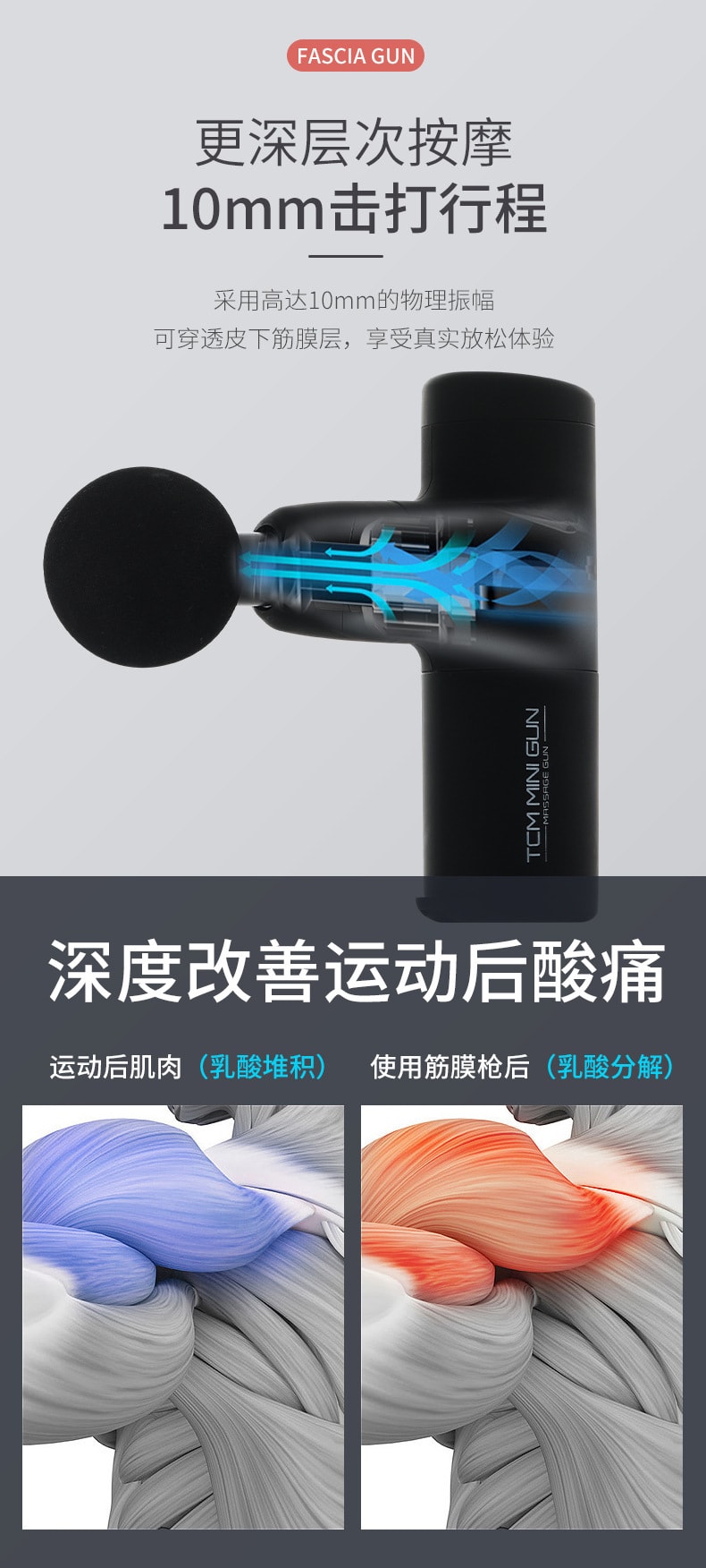【中国直邮】MINI筋膜枪无刷小型按摩枪肌肉放松器 黑色款