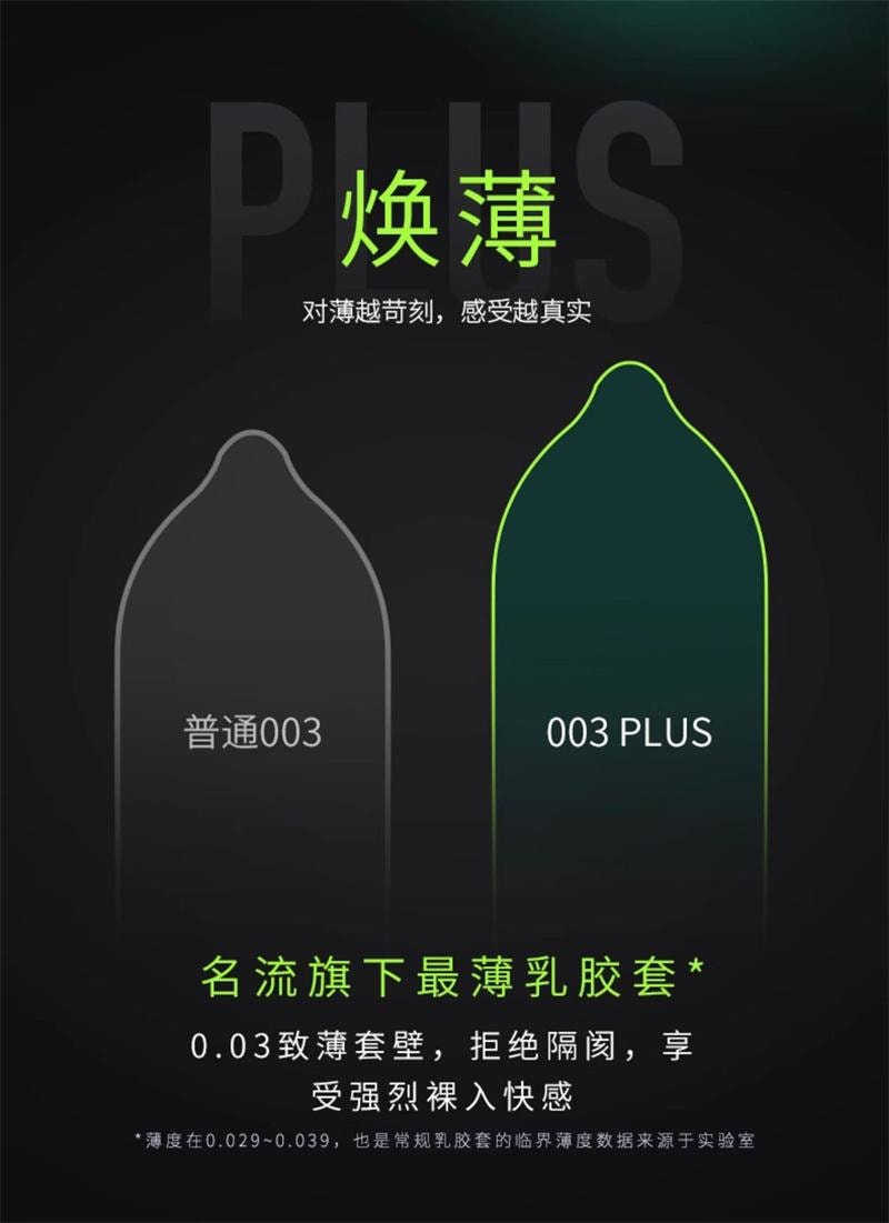 【中国直邮】 名流 玻尿酸超薄003大号玻尿酸避孕套10只装/盒 润滑裸入安全套大号55mm男用