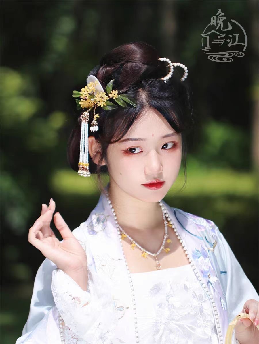 【中國直郵】晚江亭 月令桂花頭飾 古風新中式簪子-桂花竹簪 1支|*預計抵達時間3-4週