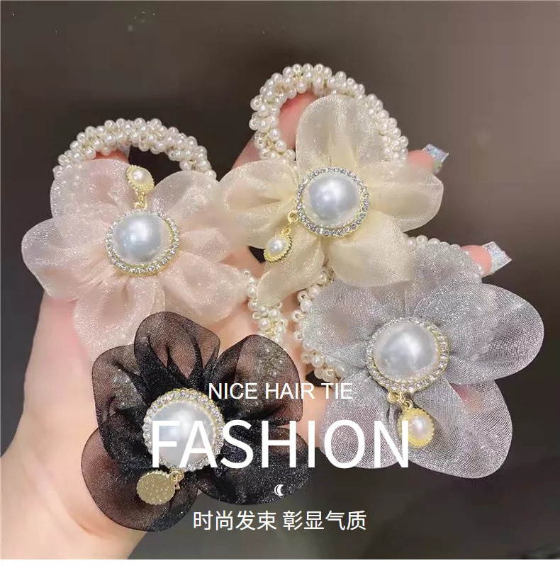 【中国直邮】爪哇岛 超仙珍珠发圈发绳 粉色花朵款