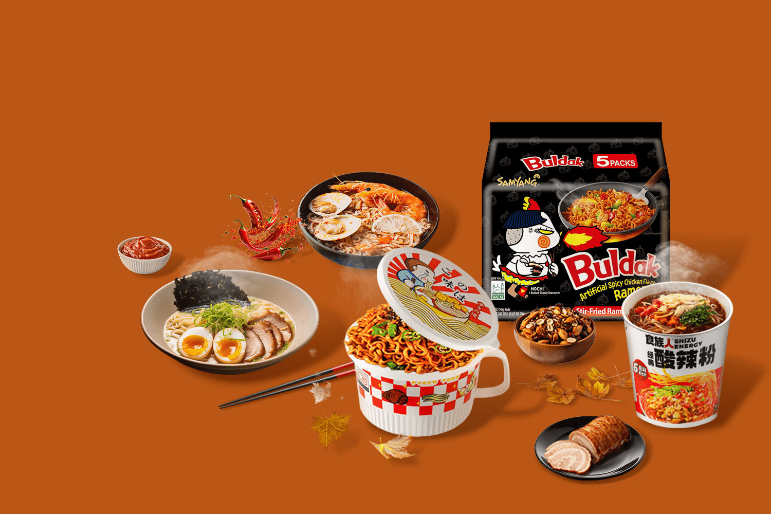 Samyang Hot Chicken Ramen - Buldak Curry Flavor 5 Pack 24.69oz - Just Asian  Food