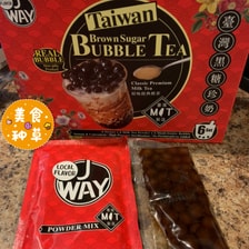 JWAY Taiwan Brown Sugar Bubble Tea (6 Straws + 6 Milk Tea Powder +